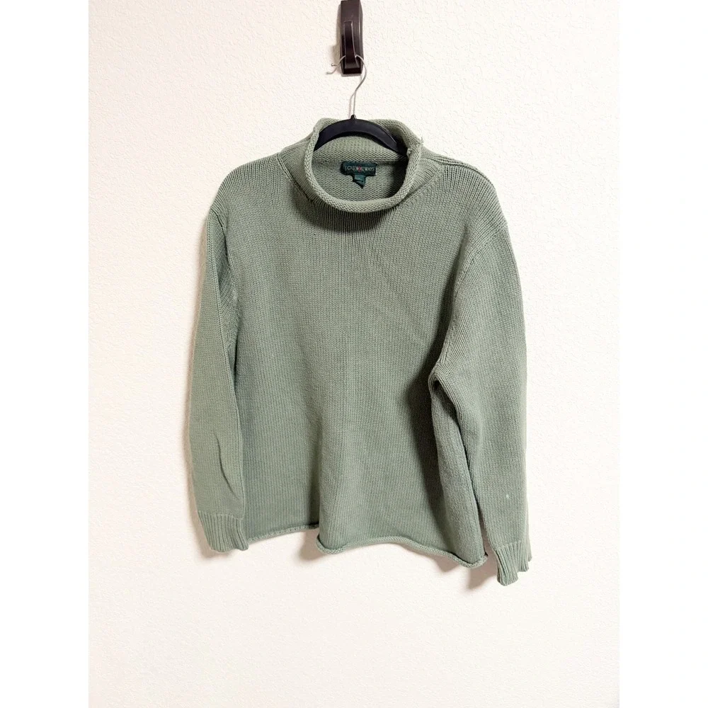 J.Crew Mens Vintage Sweater Roll Neck Oarsman‎ Knit Fisherman Green Large